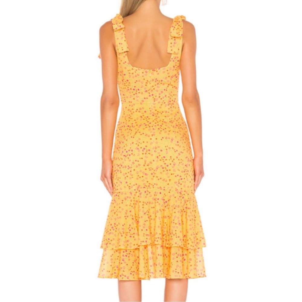 Lovers + Friends Day Keeper Midi Dress in Goldenrod Ditsy